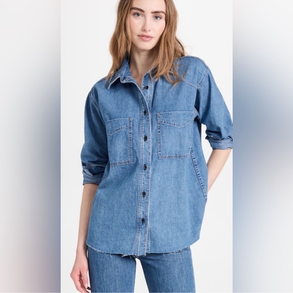 NWOT ASK NY Oversized Denim Button down shirt -S - Picture 2 of 3